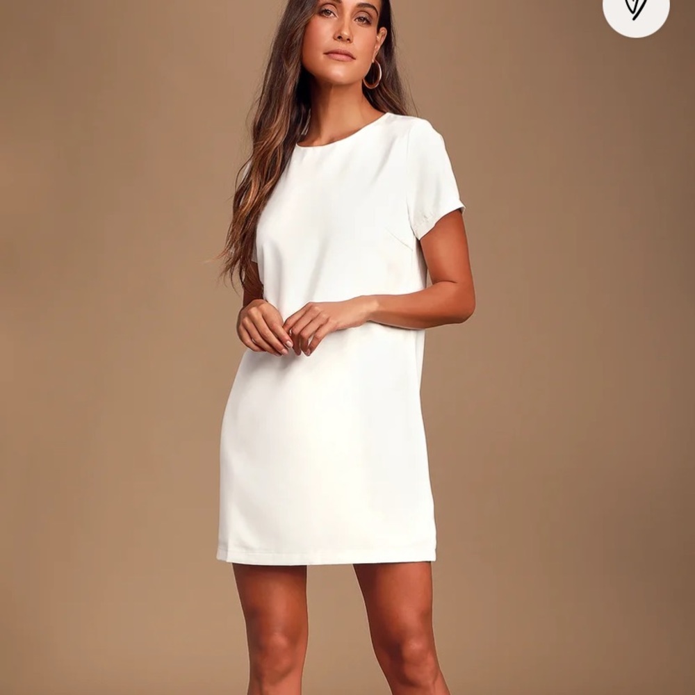 Lulus Shift and Shout Ivory Shirt Dress